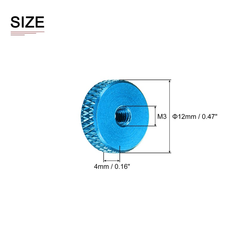 sourcing map M3x4mm(DxH) Knurled Nuts - 10Pack - Good for
