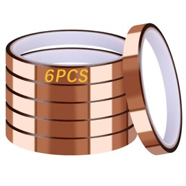 DASSNANE 6 Rolls 10mm x16m(52FT) Heat Tape,Heat Resistant Adhesive,Heat Transfer Tape,High Temperature Tape for Heat Sublimation Press Vinyl No Residue