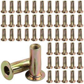 AOKLIT 50 Pcs Multi Grip Rivet Nut Kit, m8 Rivet Nuts Carbon Steel Pre-Bulbed Shank Color-Zinc-Plated Flat Head Threaded Insert Nut