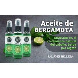 JYE Aceite de Bergamota Puro libre de químicos, Crecimiento de Cabello barba y bigote, hidrata y da brillo al instante 3 botellas de 60ml cada una