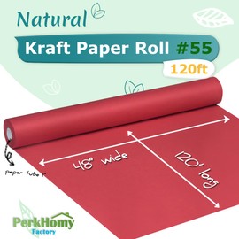 PH PERKHOMY PerkHomy 48" x 1,440" (120') Red Kraft Paper Roll for Craft Bulletin Board Paper Kids Art Table Covering Crafting Gift Wrapping Bouquet Packing Parcel 80GSM 55LB (Red, 48" x 120')