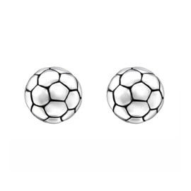 Zenvie Sterling Silver Football Stud Earrings with Gift Box - 5mm x 5mm