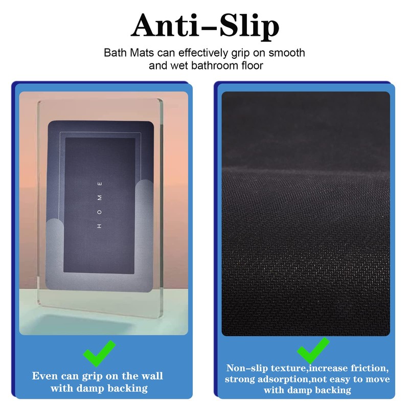 Super Absorbent Bath Mat Quick-Drying Thin Bathroom Mat Non-Slip Stain