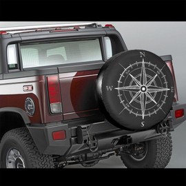 Compass Wind Rose Spare Tire Cover Travel Tire Wheel Covers Weatherproof Wheel Tire Protector Waterproof Dust-Proof Tyre Covers Universal Fit for Trailer RV SUV Truck Vehicle Car Camping 16 Inch