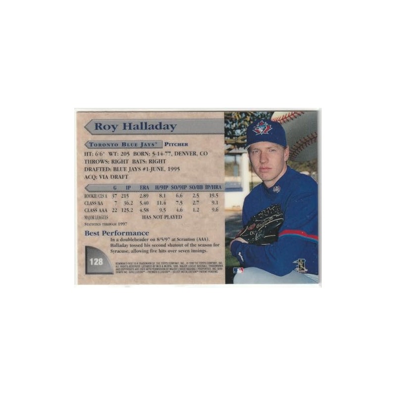 1998 Roy Halladay Rookie Year Card Bowman's Best Baseball Rookies