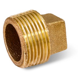 Supply Giant CSQM0112 1-1/2 in. Male National Taper Threads Cored Plug with Square Head, No Lead Brass Pipe Fitting, Higher Corrosion Resistance, Economical & Easy to Install, 23