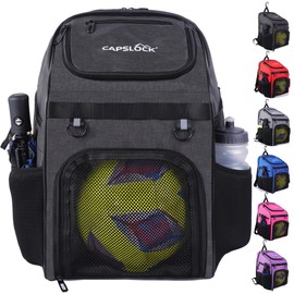 Youth Soccer Bag - Boys Girls Soccer Backpack & Bags for Basketball, Volleyball & Football | Includes Separate Cleat and Ball Compartment, and Convenient Fence Hook.