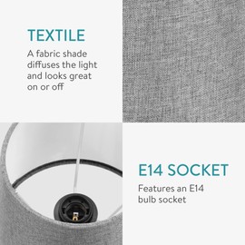 Navaris 2 x Lampshade Table Lamp E14 Round - 15.2 x 13.7 x 17.2 cm - Lampshades for Table Lamp Set - E 14 Lampshade - Grey Silver