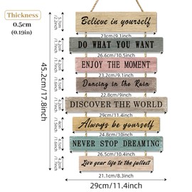 Inspirational Phrase Wall Art, Motivational Quote Wooden Hanging Sign Positive Words Wood Sign Plaque Art Craft Wall Decorations for Bedrooms Office Nursery