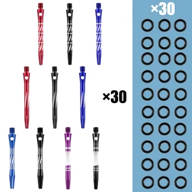 30 Pcs Aluminum Dart Shafts for Steel Tip 50 mm 53 mm Dart Stems Dart Accessories with 30 Rubber Rings 120 Replacement Flights and 1 Dart Wrench for Outdoor Indoor Sports (Regular Color)
