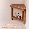 Shower Foot Rest 15 in, Acacia Shower Stool for Shaving