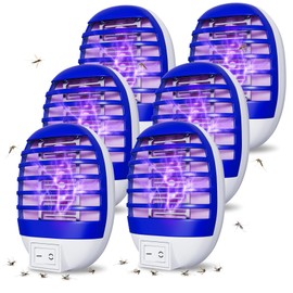 6 Pack Plug in Bug Zapper Indoor Flying Trap Indoor, Electronic Mosquito Zappers Gnat Zapper with LED Light for Patio, Bedroom, Kitchen, Office