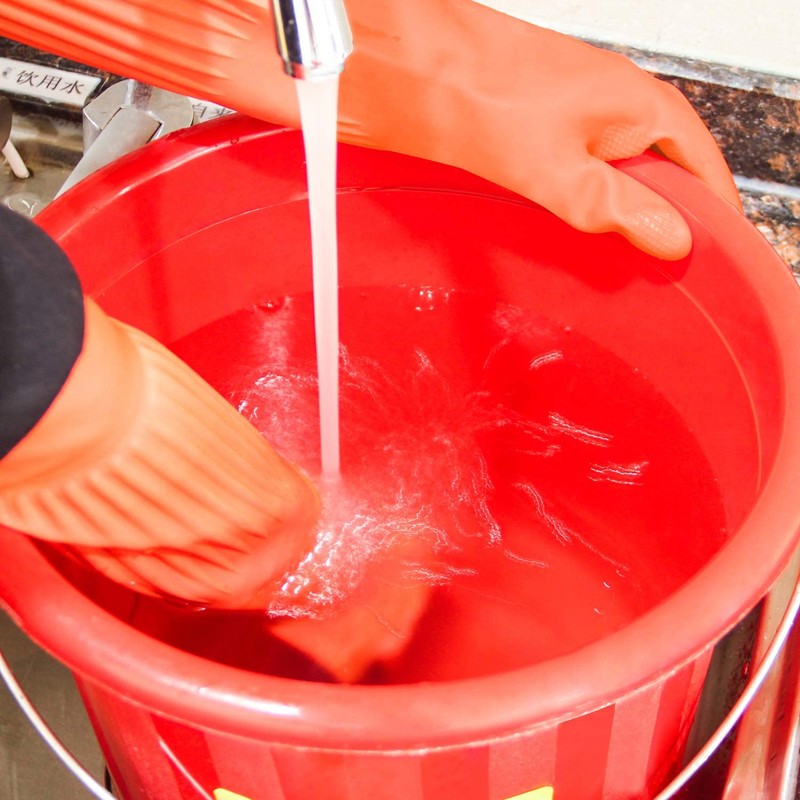 Discoball 2 Pairs Rubber Cleaning Gloves Non-slip Kitchen Dishwashing Household