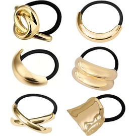 6 Pcs Doradas Hair Ties Accesorios Mujer, Retro Elástico Ligas Para Cabello