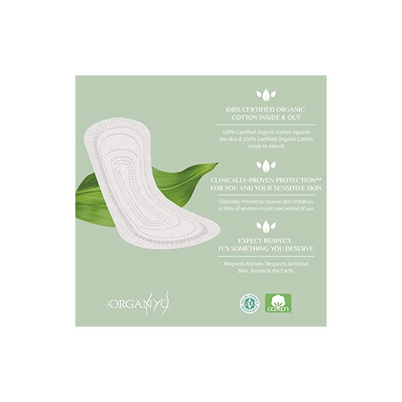 Organyc 100% Certified Organic Cotton Panty Liner, Maxi, 20 Count
