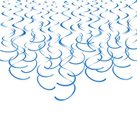 Blue Hanging Swirl Decorations Plastic Streamers Foil Swirls Ceiling Decorations Wedding Baby Shower Birthday Party Decorations, Pack of 30
