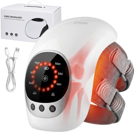 Cordless Knee Massager with Heat & Red Light Therapy, 3 Heat & 3 Vibration Modes, LED Touch Control, Adjustable Straps, Portable Heated Knee Wrap for Joint Relief, Ideal Wellness Gifts for Men & Women