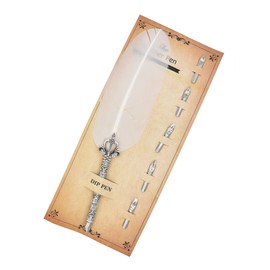 Gullor Calligraphy Feather Quill Pen and 5 Calligraphy Nibs for Beginners Kids Calligraphy Writing Quill Dip Pen Set, White