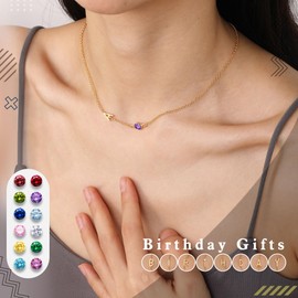 Birthstone Necklace for Women Birthday Gifts for Teens Dainty Initial Necklace May Birthstone Jewelry Initial J Necklace Gold Wife Birthday Gift Ideas
