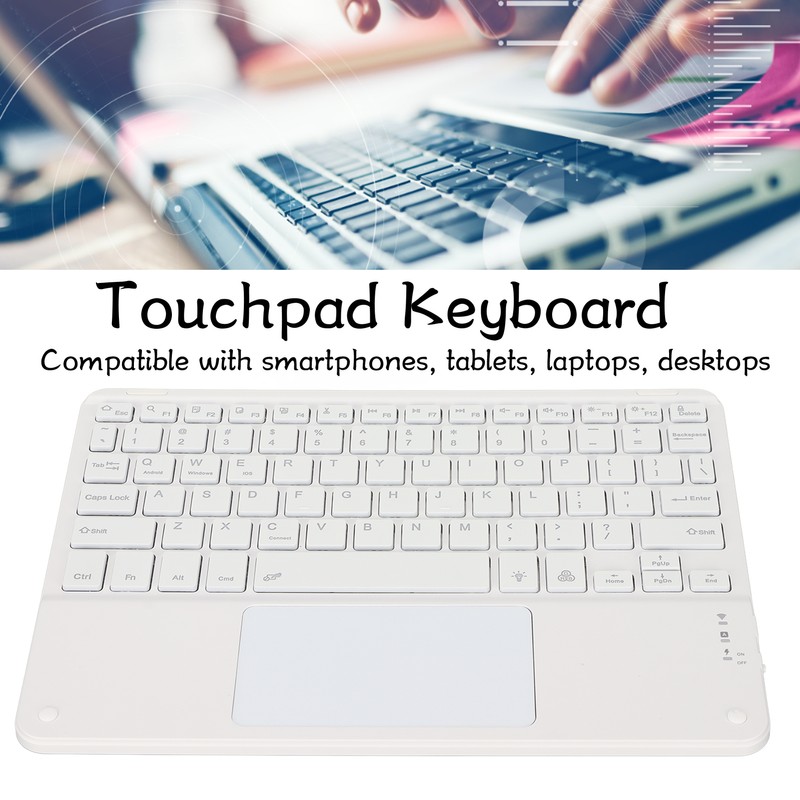 Wireless Keyboard with Touchpad Quadrate Keycap Ultra Thin 10inch Wireless