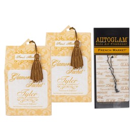 Elanze Designs Tyler Candle French Market - Scented Laundry Sachet and Car Vehicle Air Freshener Bundle