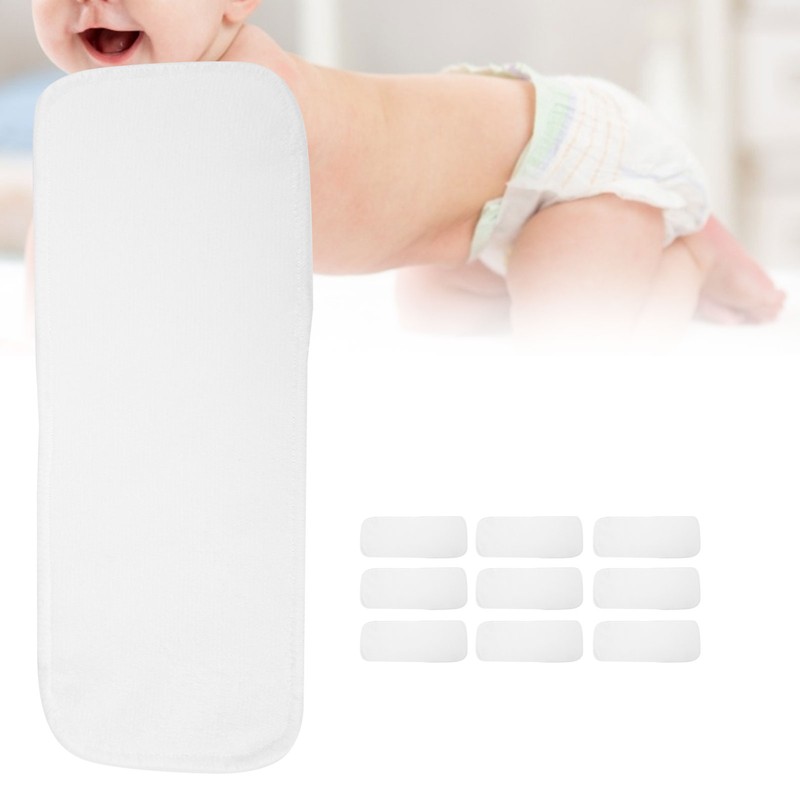 10Pcs Washable Baby Diapers Reusable Quick Absorbent 2‑Layer Superfine Fiber