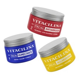 Vitacilina Facial, Humectante, Aclaradora, Antiarrugas Pack3