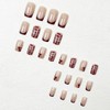 24Pcs French Tip Press on Nails Square Fake Nails Short