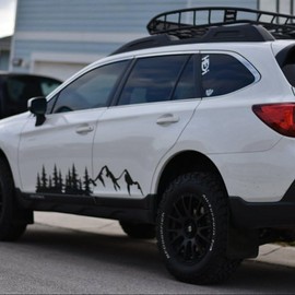 Mountain & Forest Vinyl Decal Set | Vehicle Graphics for Car Doors, Trucks, Camper, RV | Custom Pine Tree Nature Scene | Original High Detail Design