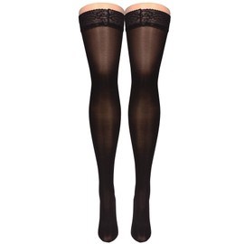 NuVein Sheer Compression Stockings for Women, 20-30 mmHg Support, 20 Denier, Thigh High, Closed Toe, Black, Small