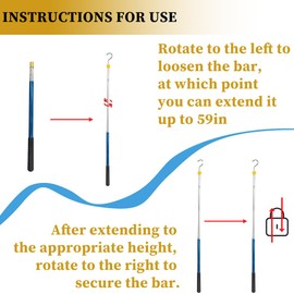 TAROTKIN Attic Ladder Door Pull Down Hook Cord Stair System Parts, Rope with Handle for Attic Extension Ladder Pull Down System Hook Cord Kit Rope Replacement （1.5m）