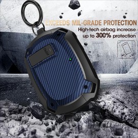 Beats Studio Bud/Studio Buds Plus Case Cover 2021/2023 Men Lock Clip with Cleaning Kit, GARTOO Beat Studio Buds Plus Protective Case with Cleaning Tool for Women Girls Kids Black/Blue