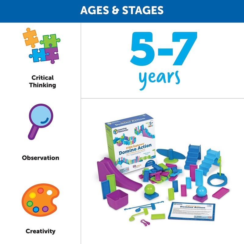 Learning Resources STEM Explorers Domino Action Set with 45 Colorful