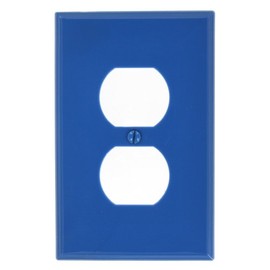Leviton 1-Gang, 1-Duplex, Midway Nylon Wallplate, Midway Size, 1 Pack, PJ8-BU, Blue