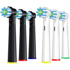 Replacement Toothbrush Heads for Oral B Pro 1000 Replacement Heads,Pack of 6,Black and White