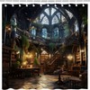Gothic Library Shower Curtain Retro Room for Study in The