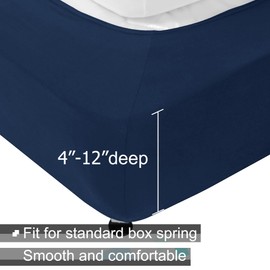 Box Spring Cover Queen Size - Jersey Knit & Stretchy Wrap Around 4 Sides Bed Skirts for Hotel & Home - Queen/Cal Queen, Navy