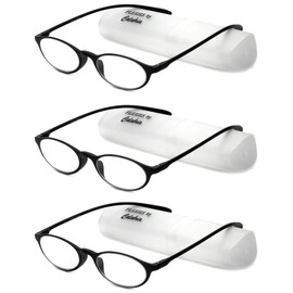 Calabria 719 Flexie Oval Reading Glasses +2.00 Ebony (3pack) Men/Women Bendable One Power Readers TR90 Flexible