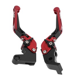 Palancas Para Moto, Longitud Ajustable Palancas De Embrague Plegables, Manijas Para Moto Palanca de Freno de Aluminio Anodizado para YZF R1 R6 R6S (Rojo) con 1 Par
