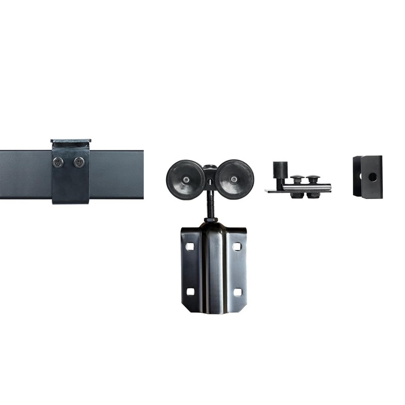 DIYHD 8FT Ceiling Mount Black Sliding Barn Door Hardware, Low