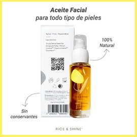RICE & SHINE | Aceite de Germen de Arroz - Aceite Facial Natural con Vitamina E | 60% más Vitamina E que el Aceite de Argán - Protección para Piel Sensible