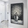 Epicler art Hand-painted abstract white flower art oil painting, 40x28
