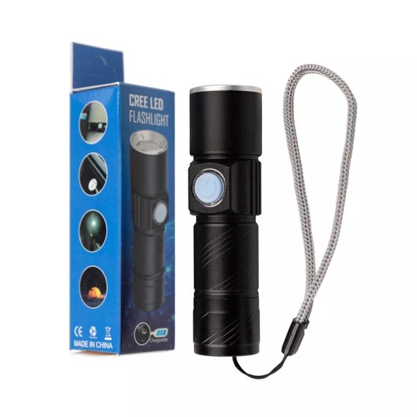 Unbranded LED Flashlight 3 Light Modes USB Rechargeable Flashlight Pocket