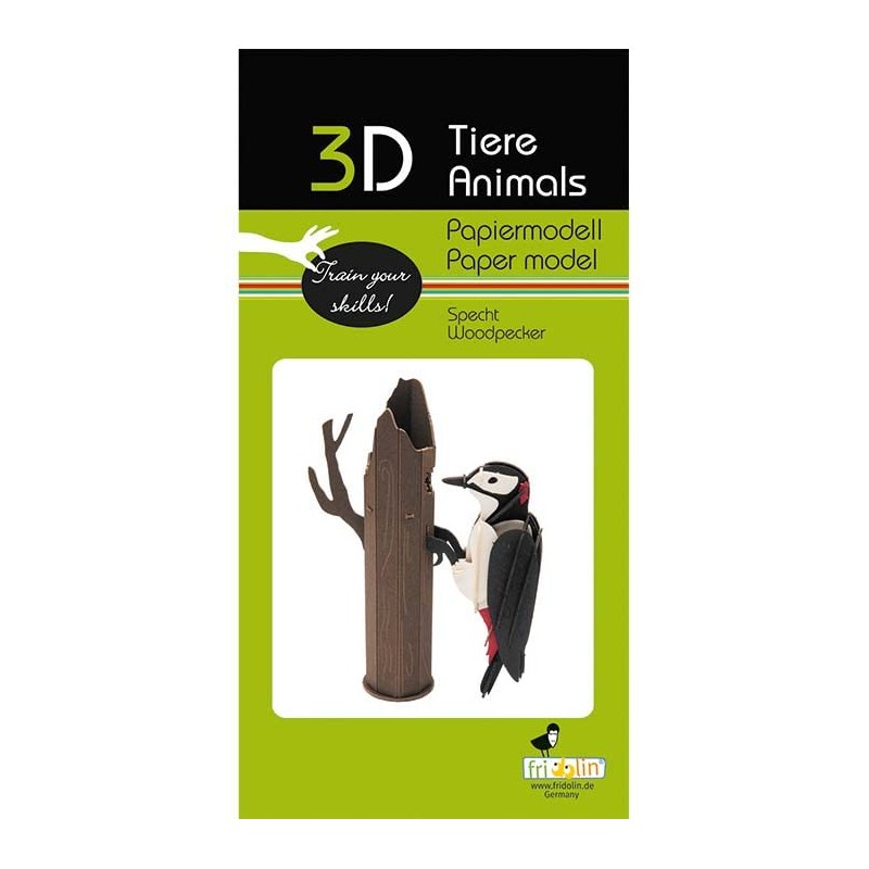 Fridolin 3D Paper Model Woodpecker