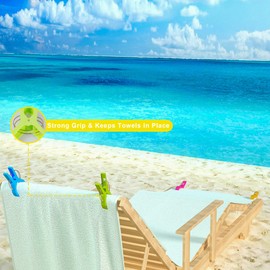 ECROCY Beach Towel Clips Heavy Duty, 16 Pack Towel Clips Non-Slip, Waterproof Towel Holder in Bright Colors