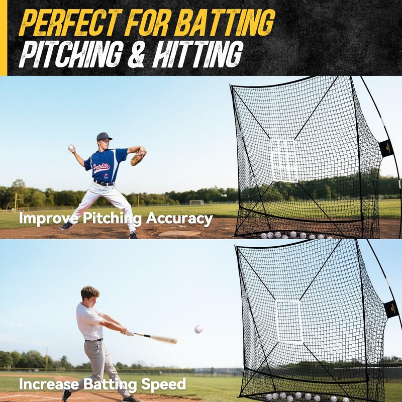 PodiuMax 7x7 Baseball & Softball Net with Upgraded Triangular Base,