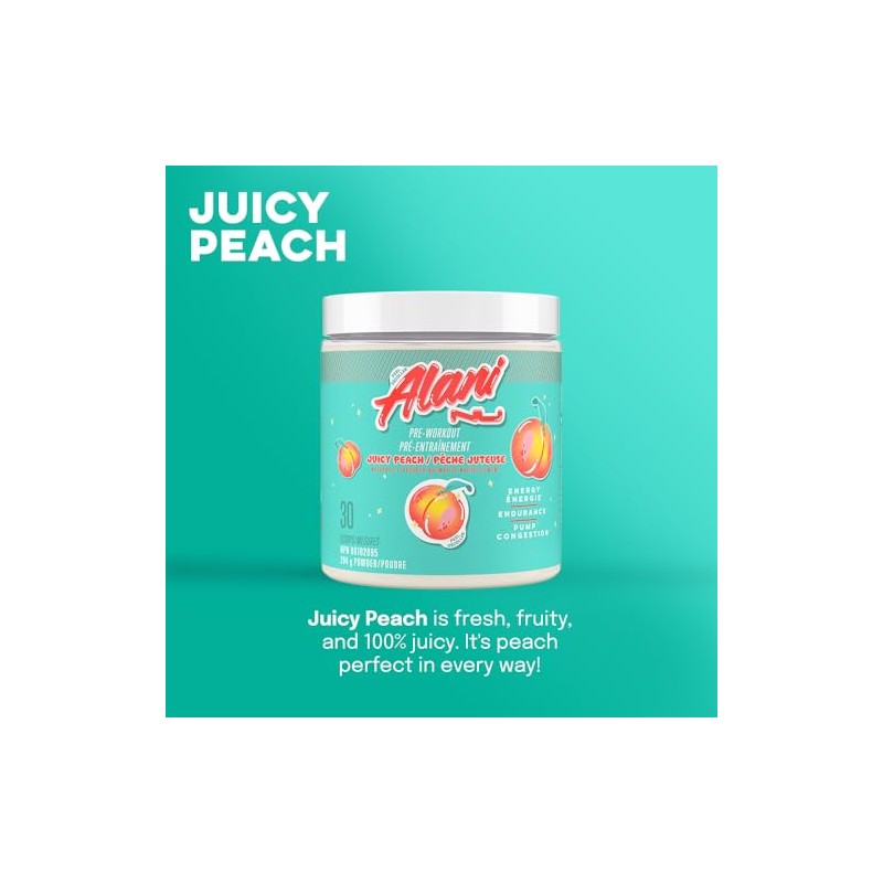 Alani Nu Pre Workout Powder Juicy Peach, Amino Energy Boost,