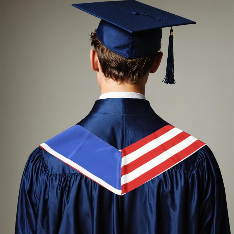 USA And El Salvador Flag Graduation Stole, Satin Embroidery Graduation