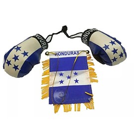BUNFIREs 3pc, Honduras Flag, Honduran Flag Mini Banner & Boxing golves Rear View Mirror