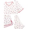 Remidoo Womens Cute Cherry Pajama Set Causal Lettuce Trim Split